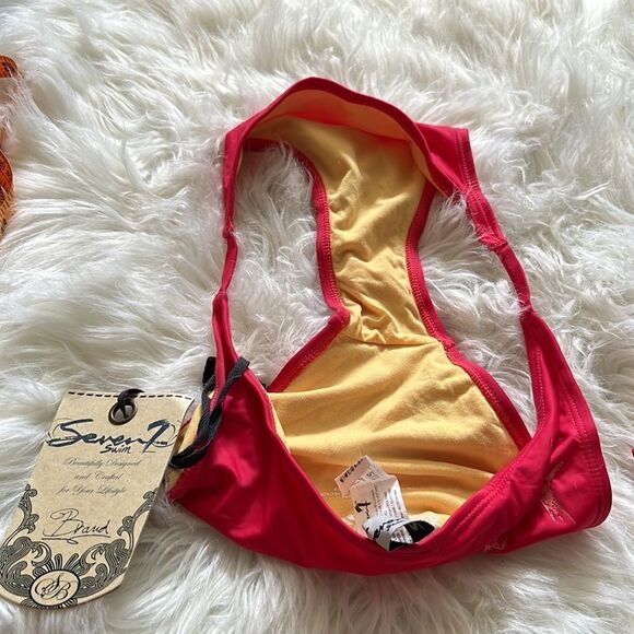 NWT Seven7 pink bikini string halter set Sz-Large - Picture 11 of 11